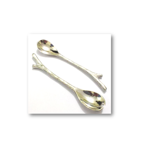Ensemble de 2 cuillères de luxe en acier inoxydable avec manches torsadées or rose, bord droit, élégant, moderne, couverts décoratifs - Product Image 6