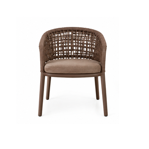 Chaise de salle à manger moderne en corde tressée avec structure en aluminium et assise rembourrée pour hôtel, restaurant, café - Product Image 2