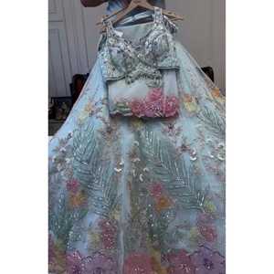 Fancy Embroidery Sequence Cut Work <b>Lehenga</b> Choli for Party Wear - Product Image 2