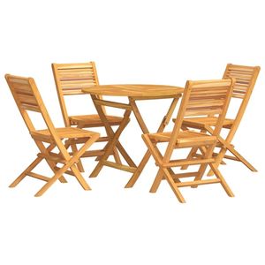Set da Pranzo Pieghevole per Giardino in Legno di Teak Naturale, Arredamento da Patio - Product Image 2