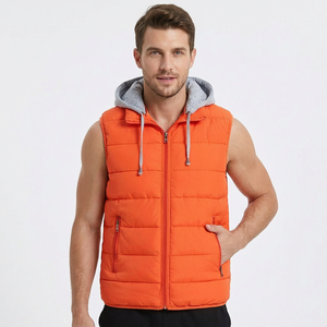 Gilet matelassé orange pour homme, col montant, fermeture éclair, rembourrage en duvet, coupe-vent, vêtement d'extérieur d'hiver, personnalisable, haute qualité, Bangladesh - Product Image 6
