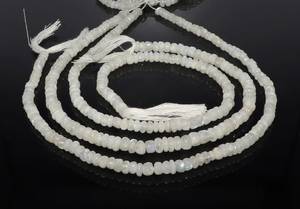 Natural White Rainbow Moonstone Smooth Rondelle <b>Beads</b> 5-6 MM White Rainbow Moonstone <b>Beads</b> 13 Inch White Moonstone - Product Image 4
