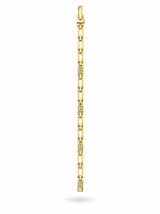 Bracelet classique en or plaqué 18 carats avec chaîne à maillons en or 10 carats et diamants taille brillant sertis en canal pour femme, bijoux de mariage - Product Image 3