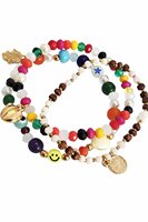Conjunto de Pulseras de Cuentas de Vidrio y Aleación de Zinc con Diseño Geométrico Bohemio Colorido, Chapado en Oro, Unisex, Ecológico, Regalo de Joyería para Fiestas