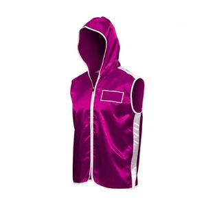 Traditional Style Purple Satin Ring Jacket Sleeveless Hooded <b>Boxing</b> Entrance <b>Robe</b> Professional Women's <b>Boxing</b> Vest - Product Image 1