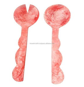Customized Size & Color Resin Wooden Metallic <b>Salad</b> <b>Servers</b> 2 Piece Set High Quality Handmade Products Made in India - Product Image 2