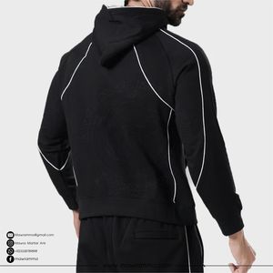 ชุดวอร์มผู้ชาย Raglan สีขาว แต่งขอบด้วยผ้าปัก 100% ผ้าฝ้ายเนื้อหนา ชุดเซ็ตพร้อมปักโลโก้ได้ เสื้อผ้าสตรีทแวร์ยูนิเซ็กซ์ เสื้อฮู้ดออกกำลังกาย ปี 2026 ขายส่ง - Product Image 6