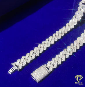 Moissanite Diamond 925 <b>Sterling</b> <b>Silver</b> Cuban Link Necklace Premium Iced <b>Chain</b> Luxury Hip Hop Jewelry For <b>Men</b> Women Wholesale - Product Image 2