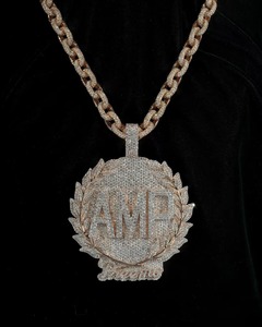 Iced Out Moissanite Champion <b>Pendant</b> Gold Filled Hip Hop Men's Theme Charm Jewelry Custom <b>Initial</b> Letter Circle Two Tone <b>Pendant</b> - Product Image 1