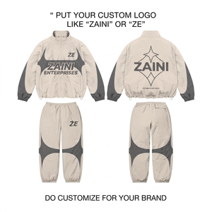 ZAINI Men's Winter Hooded Windbreaker Suit 300 Grams Water Resistant Polyester for Gray Panel Design Heat-Transfer Printing - Product Image 1