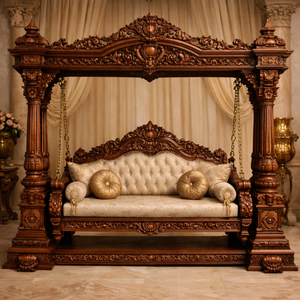 Columpio/Jhula de Madera de Teca Tallada, Decoración para el Hogar, Columpio de Madera Estilo Indio Real, Jhula Personalizada en Color Marrón Oscuro para Sala de Estar, EE. UU. - Product Image 5