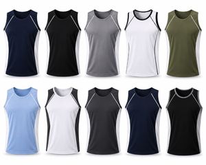 Débardeur sans manches bleu clair pour homme HMA Sports Apparels, col rond, séchage rapide, écologique, respirant, coupe sportive, tricoté 100% - Product Image 6