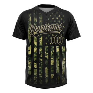 Custom Camo American <b>Flag</b> Baseball Jersey Unisex Breathable Short Sleeve Button Up Softball Uniform - Product Image 2