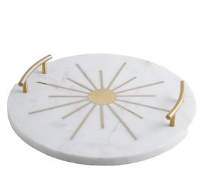 Plateau rond en marbre et en métal, best-seller d'Amazon, avec des motifs intérieurs, pour un usage domestique, hôtelier et en restauration, durable - Product Image 1