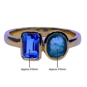 Anillo Clásico de Plata de Ley 925 Chapado en Oro con Topacio Azul para Mujer, Joyería para Bodas - Product Image 1