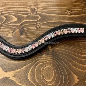 Bracelet à sourcils rembourré en cuir noir en forme de U, gros cristaux multicolores cousus à la main, accessoire de haute qualité - Product Image 5