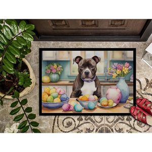 Nueva Pascua Staffordshire Bull Terrier decoración felpudo Interior Exterior antideslizante lavable alfombra de pila baja 18H X 27W puerta delantera entrada - Product Image 3