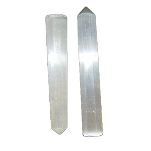 Thủ công đá bán quý selenite 8 mặt obelisk điểm | selenite mặt obselik điểm - Product Image 1