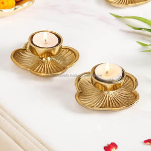 Custom Design Flower Shape Engraved Vintage Metal <b>Tealight</b> <b>Holder</b> - OEM Candle Stand for Corporate Gifting & Event Planners - Product Image 1