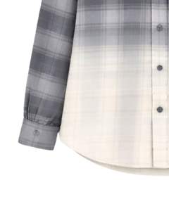 Camisa de Franela a Cuadros Gris Degradado Personalizada para Mujer, Manga Larga, Cierre de Botones, Estilo Casual, Mezcla de Algodón, Blusa para Otoño e Invierno - Product Image 6