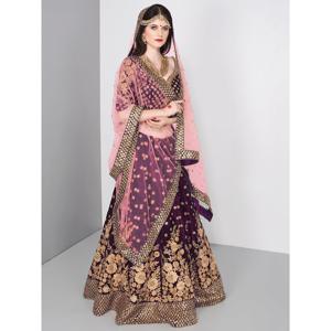 ชุดปาร์ตี้สวมผ้า lehenga choli สีม่วงสวยงาม - Product Image 1