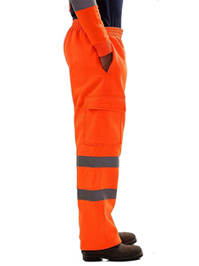Pantalones de Trabajo Amarillos para Hombre, Cintura Elástica, Rayas Reflectantes, Bolsillos Tipo Cargo, Material de Lona Transpirable, Estilo Otoñal - Product Image 2