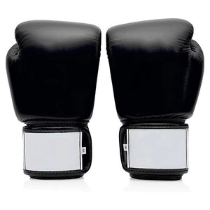 Guantes de Boxeo Negros de 10oz de Cuero con Correa de Velcro para Entrenamiento de Artes Marciales - Product Image 3