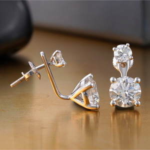 14K White Gold <b>Fine</b> <b>Stud</b> <b>Earrings</b> 3.65 CT Lab Grown Diamond Two-Stone Drop Elegant 3.65 Carat Lab Grown Diamond Drop <b>Studs</b> High - Product Image 3