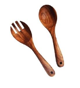 Nuevo Juego de Servidores de Ensalada de Madera de Acacia, Utensilios de Cocina para Hoteles y Restaurantes, Cucharas Pequeñas de Madera Sólida, Juego de Cucharas para Mezclar, Cuchara para Servir de Madera - Product Image 1