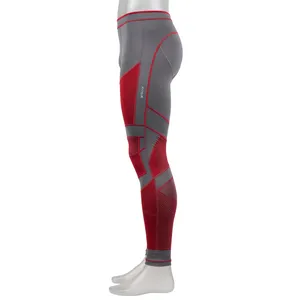 Amkoor <b>Men's</b> <b>Compression</b> Leggings Full Length Red Gray Quick Dry Spandex/Nylon Drawstring Elastic Waist Sport <b>Tights</b> - Product Image 5