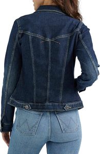 Lenova Industries Women's <b>Cropped</b> <b>Denim</b> <b>Jacket</b> Vintage Blue Button Closure Casual Breathable Quick Dry Waterproof - Product Image 3