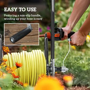 Carrello Avvolgitubo da Giardino Portatile Nero, Contiene fino a 30 Metri di Tubo da 1,5 cm (Tubo Non Incluso) - Product Image 5