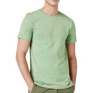 Men's Solid Green <b>Short</b> Sleeve T-Shirt 100% Cotton Regular Fit O-Neck Casual Jersey Knitted Plain Dyed - Product Image 2