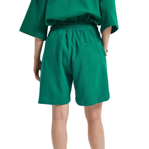 Shorts Bermuda en coton noir uni pour homme avec cordon de serrage et logo sur le devant, vêtements décontractés - Product Image 3