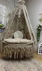 Handmade Macrame Double Hanging <b>Chair</b>: Boho Patio <b>Swing</b> - Product Image 3