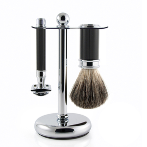 Shave Edge HEAVYWEIGHT BUTTERFLY <b>RAZOR</b> & PURE BADGER 3-PIECE SHAVE <b>SET</b> with Metal Handle Shaving Safety <b>Razor</b> - Product Image 1