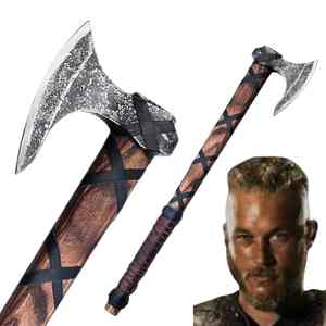 Hacha Vikinga Hecha a Mano de 20'' con Hoja de Acero al Carbono y Mango de Madera de Fresno, Grado Industrial, para Camping y Bricolaje, Incluye Funda de Cuero, 58HRC - Product Image 1