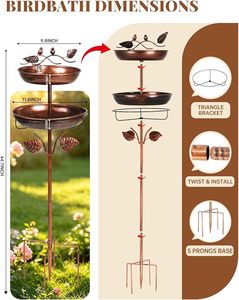 Bebedero de Metal Decorativo para Pájaros, para Balcón, Patio, Jardín, Decoración y Actividades de Alimentación de Aves Silvestres - Product Image 2