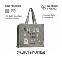 Sac de courses en toile de coton écologique, recyclable et biodégradable, 17x15x8 pouces, réutilisable, avec poignées robustes, LMC