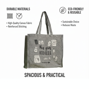 Eco Friendly Recyclable Biodegradable Cotton <b>Canvas</b> Shopping Bag 17x15x8 Inch Reusable Laminated Grocery Tote Strong Handles LMC - Product Image 4