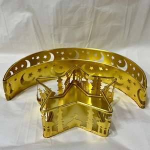 Plateaux décoratifs en métal découpés au laser, motif lune et étoile, or rose, pour le Ramadan et l'Aïd, ensemble de plateaux de service modernes, faits à la main, multi-pièces, décoration - Product Image 6