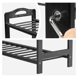 4-Tier Bamboo Shoe Rack with 12 Strips 68*25*73cm Black with Stylish and Eco-Friendly Design - Product Image 6