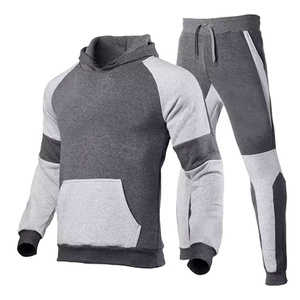 Chándal de lana con cremallera completa para hombre con brazos en contraste y rayas en joggers, conjunto de chándal con capucha atlética, conjuntos de sudor de ropa activa - Product Image 1