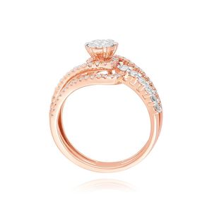 Anillo de Oro Rosa con Diamantes Cultivados en Laboratorio, Diseño Redondo en Espiral con Múltiples Hileras - Product Image 3