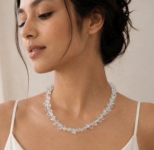 สร้อยคอหินธรรมชาติทรงหยดน้ำเรียบหรู ขายส่ง ลูกปัดทรงหยดน้ำเรียบเนียน สร้อยคอแบบโชคเกอร์ สง่างาม เหมาะเป็นของขวัญเครื่องประดับเจ้าสาว - Product Image 2