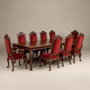 Juego de 10 Sillas de Comedor Denise de Diseño Europeo Antiguo de Lujo, Hechas a Mano y Talladas en Madera Sólida para Uso en el Comedor - Product Image 1