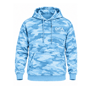 Sky Blue <b>Camo</b> Pullover Hoodie Men Custom Printed Fleece Sweatshirt Kangaroo Pocket Drawstring Long Sleeve Casual Sportswear <b>Top</b> - Product Image 1