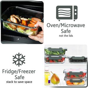 Set da 5 Contenitori in Vetro da 36 Oz per Preparazione Pasti con Coperchi a Chiusura Ermetica, Adatti per Microonde e Forno, Contenitori per Pranzo, Cestini e Contenitori in Tessuto - Product Image 5