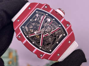 Reloj mecánico automático deportivo para hombre, de fibra de carbono ultrafino rojo de alta gama, modelo RM67-02 - Product Image 3