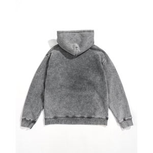 Sweat à capuche oversize pour homme en molleton 100% coton, délavé à l'acide, effet vintage, brodé, pour l'hiver, style streetwear - Product Image 3